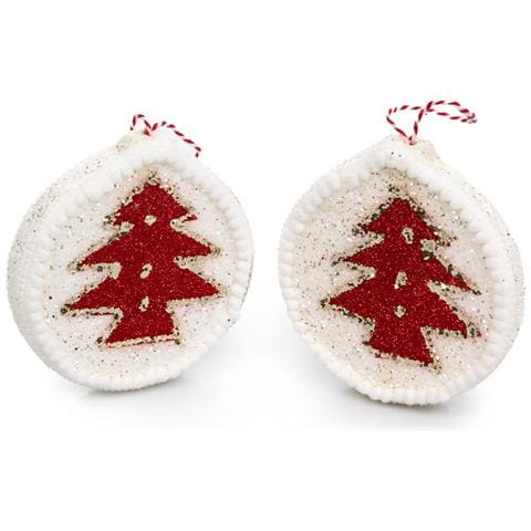 Pack Di 2 Pendenti Piatti In Schiuma Con Paillettes Design Albero Di Natale. - Foto 1