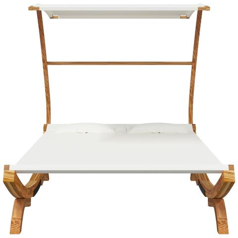 Lettino Con Tettuccio 165x203x138 Cm In Legno Curvato Crema - Foto 2