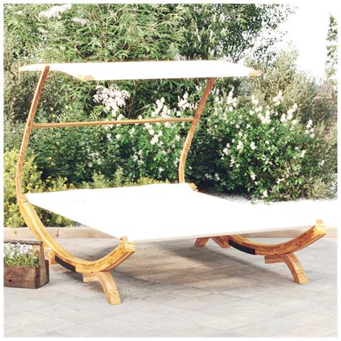 Lettino Con Tettuccio 165x203x138 Cm In Legno Curvato Crema - Foto 6