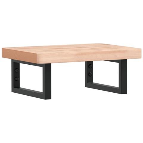 Ripiano A Parete Per Lavabo In Acciaio E Massello Di Faggio - Foto 1