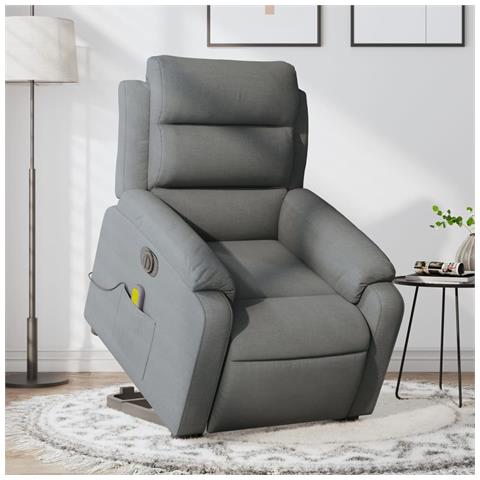 Lusso Casadino - Poltrona Alzapersona Massaggi Elettrica Grigio Scuro Tessuto - Foto 8