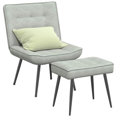 Poltrona Relax con Poggiapiedi Grigio Chiaro in Velluto - Foto 2