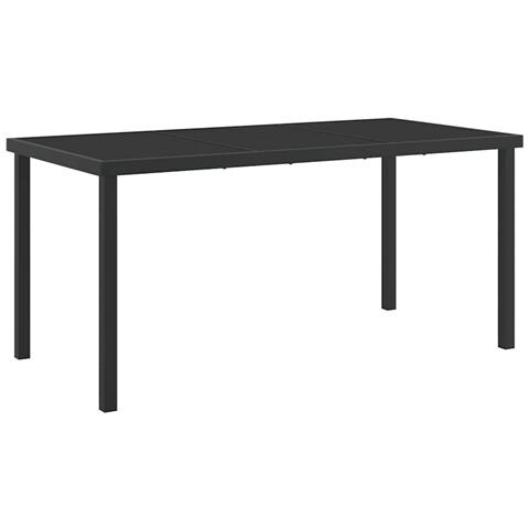 Tavolo Giardino Nero 160x80x73 cm Vetro Temperato - Foto 1
