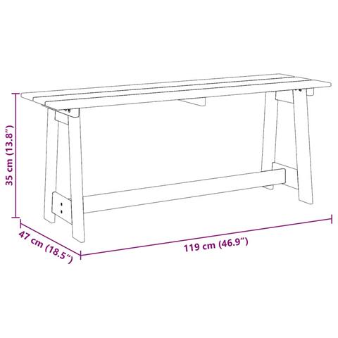 Panchina da esterno in Acacia 119x35x47 cm in legno massello di pino - Foto 9