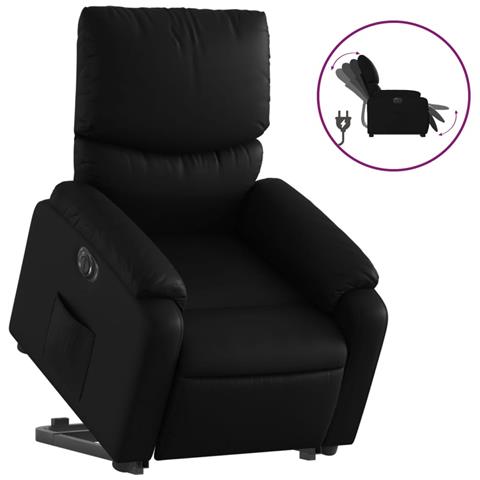 Poltrona Alzapersona Reclinabile Elettrica Nera in Similpelle - Foto 1