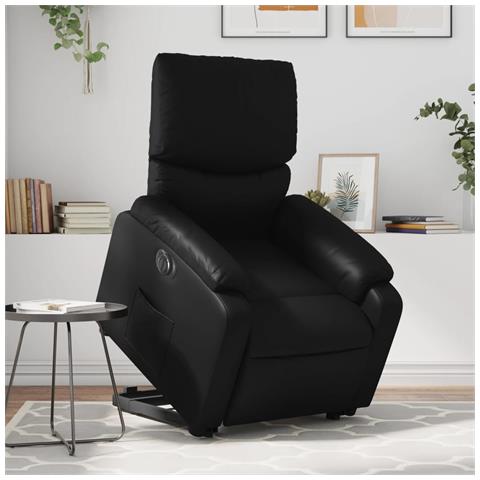 Poltrona Alzapersona Reclinabile Elettrica Nera in Similpelle - Foto 2