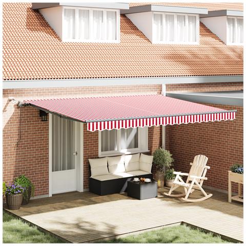 Tenda retrattile automatica con LED a strisce rosse e bianche 450x300 cm - Foto 2