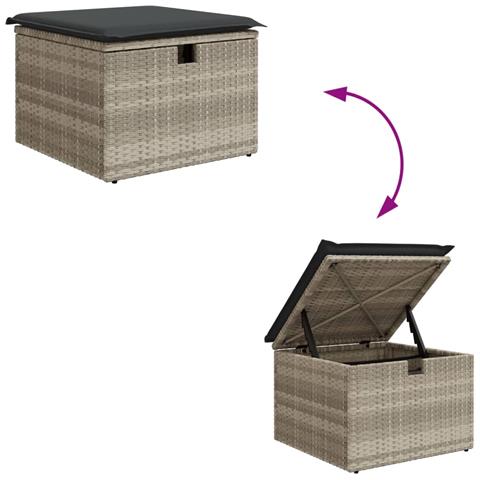 Set Divani da Giardino 7pz con Cuscini Grigio Chiaro Polyrattan - Foto 9