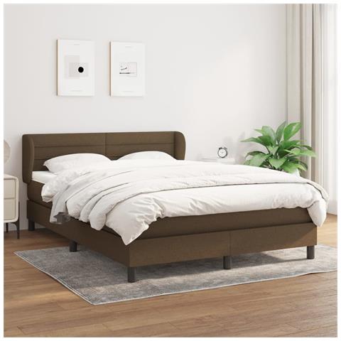 Giroletto a Molle con Materasso Marrone Scuro 140x200cm Tessuto - Foto 2