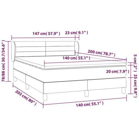 Giroletto a Molle con Materasso Marrone Scuro 140x200cm Tessuto - Foto 7
