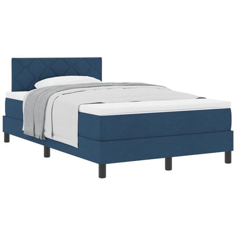 Letto Box Spring con Materasso Blu 120x200 cm Tessuto - Foto 1