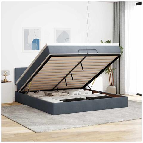 Struttura Letto Pouf con Materassi 200x200 cm Velluto - Foto 2