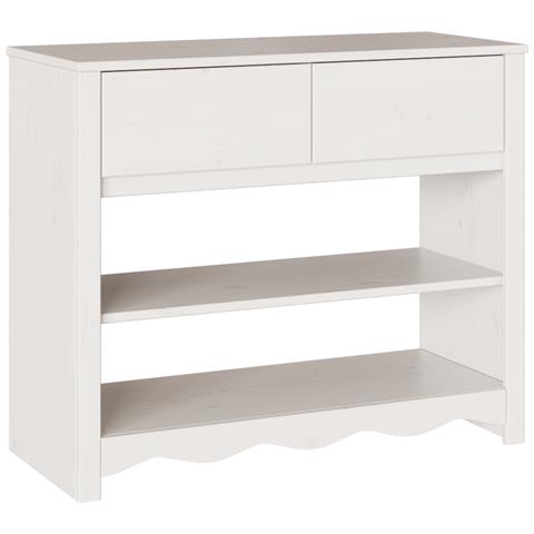"Tavolo Consolle ""DRAMMEN"" Bianco 89,5x37x73 cm Legno Massello Pino" - Foto 1