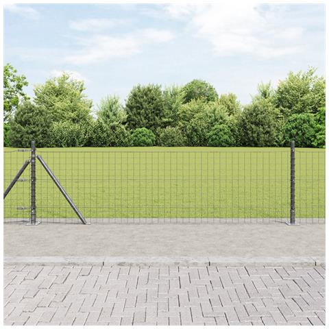 Pali per recinzione con basi 7 pz Ø32mm 70cm acciaio zincato - Foto 2