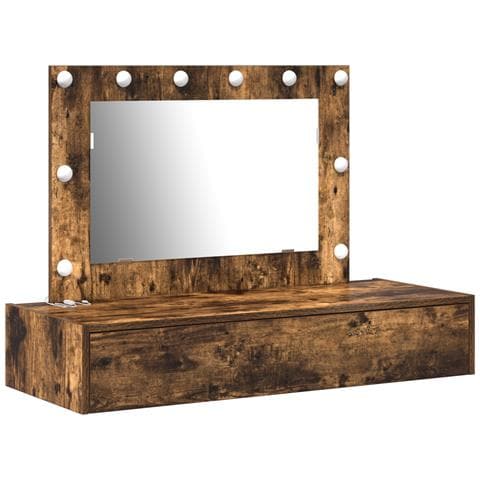 Toeletta a parete con luci LED in rovere affumicato - Foto 1