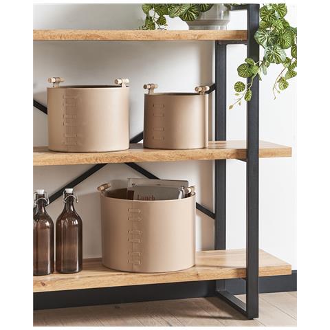 Set Di 3 Cestini Aram Pelle Sintetica Beige - Foto 1