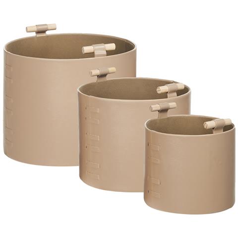 Set Di 3 Cestini Aram Pelle Sintetica Beige - Foto 2