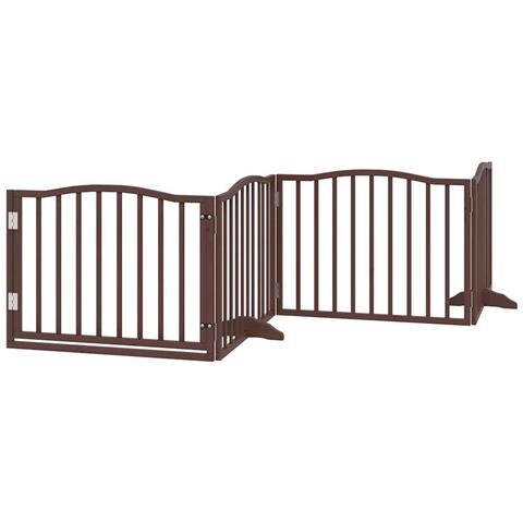 Cancello Cani Porta Pieghevole Marrone 4 Pannelli 320cm Pioppo - Foto 1