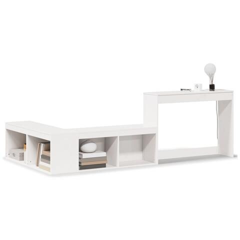 Comodino con Scrivania Bianco 232x122x75 cm in Legno di Pino - Foto 1