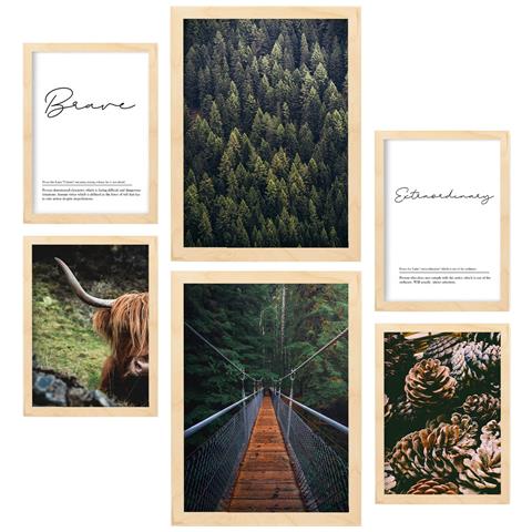 Set Di 6 Stampe Immagini Invernali Degli Stati Uniti, Stampe Artistiche Da Parete, Poster, Decorazioni, Design D'interni, Galleria D'arte A3 & A4 Telaio In Legno Chiaro - Foto 1