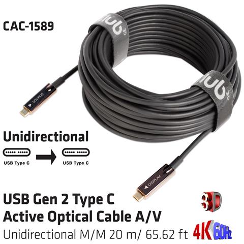 USB3.2 G2 TYPE-C ACT. OPT. A /V M /M 20M cavo USB USB 3.2 Gen 2 (3.1 Gen 2) USB C Nero - Foto 2
