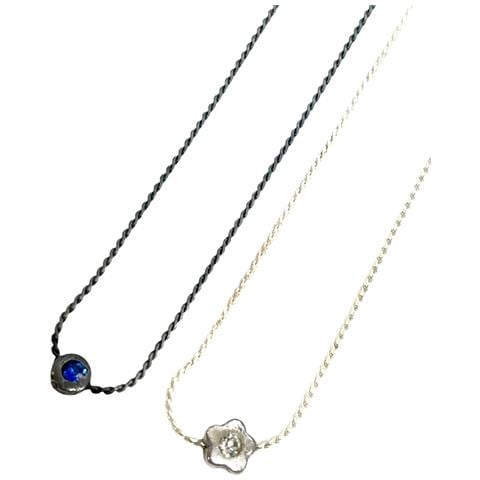 Coppia Di Collane Bianco-nero Con Cristallo Sw In Argento 925 10µ - Foto 1