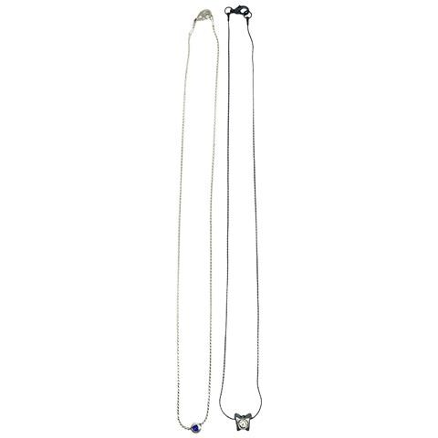 Coppia Di Collane Bianco-nero Con Cristallo Sw In Argento 925 10µ - Foto 2