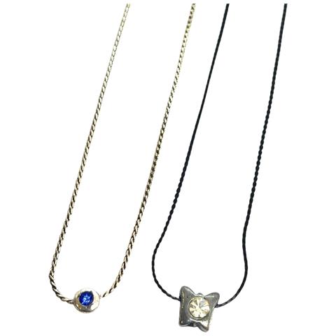 Coppia Di Collane Bianco-nero Con Cristallo Sw In Argento 925 10µ - Foto 4