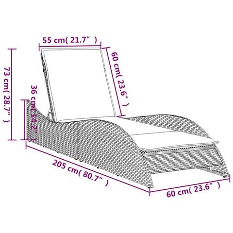 Lettino Prendisole con Cuscino Marrone 60x205x73 cm in Polyrattan - Foto 9