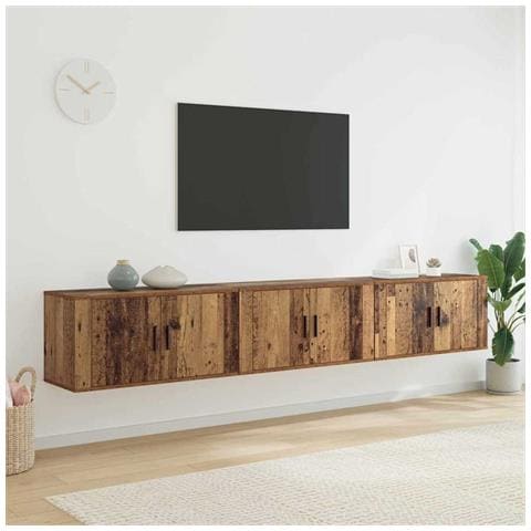 Set Mobile TV da Parete 3 pcs Legno vecchio 80 x 34,5 x 40 cm - Foto 2