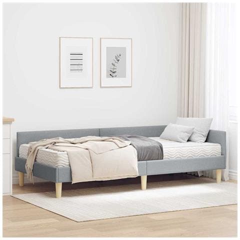 Struttura Letto Angolare con Materasso 2 pcs Grigio chiaro - Foto 2