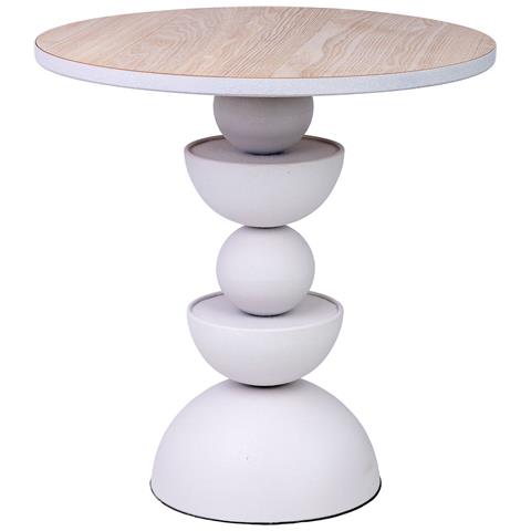Tavolino In Metallo E Legno 46x46x49h Cm Bianco - Foto 1
