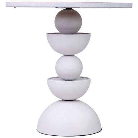 Tavolino In Metallo E Legno 46x46x49h Cm Bianco - Foto 2