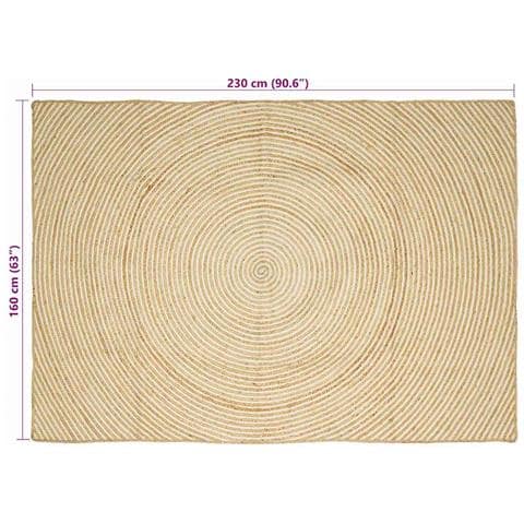 Tappeto Naturale e Bianco 160 x 230 cm Juta - Foto 8