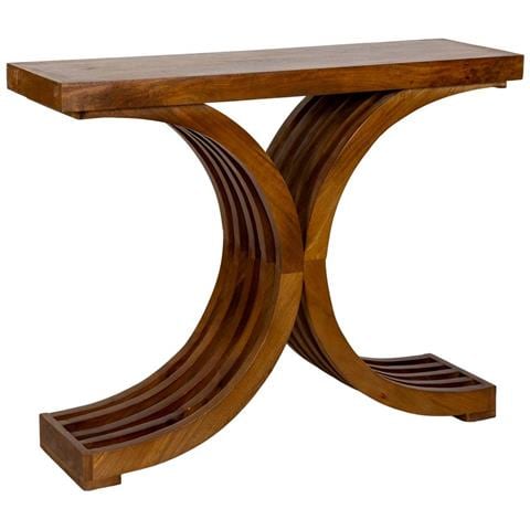 Tavolino Da Ingresso Artigianale In Legno Marrone 100x30x82h Cm - Foto 1