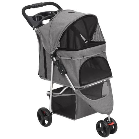 Passeggino per Cani Pieghevole Grigio 80x46x98cm Tessuto Oxford - Foto 1