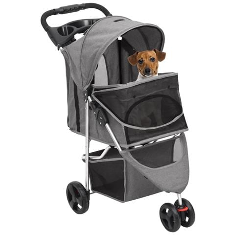 Passeggino per Cani Pieghevole Grigio 80x46x98cm Tessuto Oxford - Foto 2
