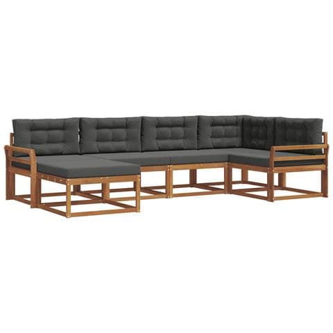 Set di divani da esterno con cuscino 6 pcs Naturale e Antracite - Foto 1