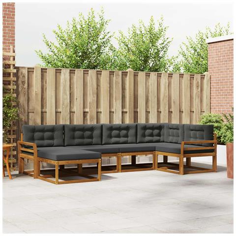 Set di divani da esterno con cuscino 6 pcs Naturale e Antracite - Foto 2