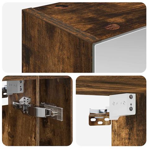 Mobiletto per specchio da bagno Rovere fumé 60 x 14.5 x 70 cm - Foto 9