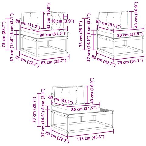 Set di divani da esterno Bianco 357 x 198,5 x 73 cm Poliestere - Foto 9