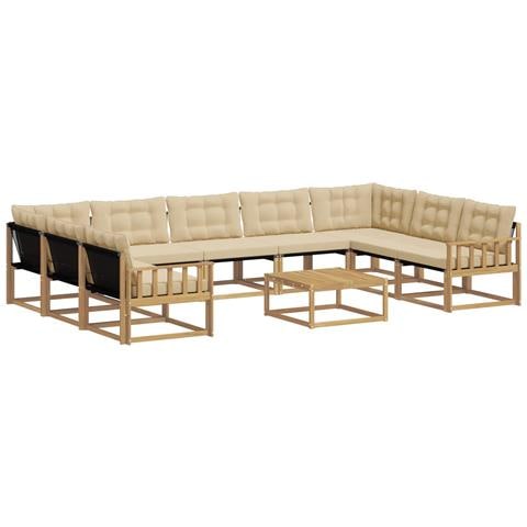 Set di divani da esterno con cuscino 10 pcs Bianco e Beige - Foto 1
