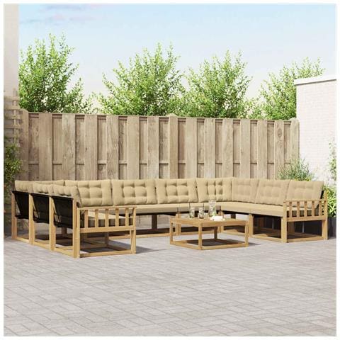 Set di divani da esterno con cuscino 10 pcs Bianco e Beige - Foto 2