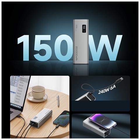 Batteria Esterna Grigia 20000mah 150w Cuktech - Foto 1