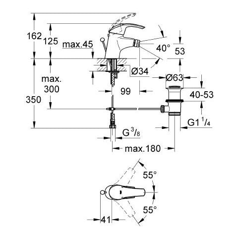 Miscelatore Monocomando Bidet Eurosmart Grohe - Foto 6