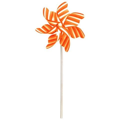 1 Girandola A Vento Strisce Rosso Arancione Bianco Scaccia Uccelli 21 Cm - Foto 1