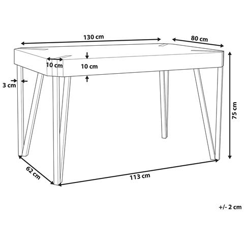 Tavolo Da Pranzo In Color Taupè E Nero 130x80cm Cambell - Foto 16
