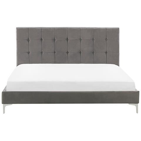 Letto In Velluto Grigio 160 X 200 Cm Ambert - Foto 16