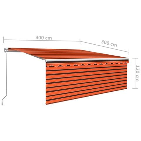 Tenda Sole Retrattile Manuale Parasole LED 4x3m Arancio Marrone - Foto 2