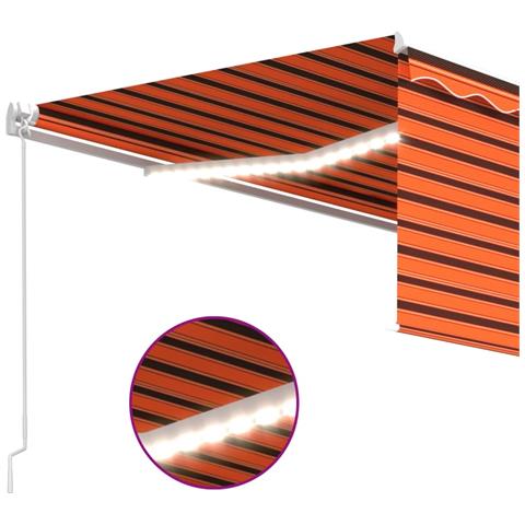 Tenda Sole Retrattile Manuale Parasole LED 4x3m Arancio Marrone - Foto 7